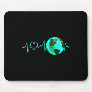 Earth Day Heartbeat Recycling Climate Change Activ Mouse Mat