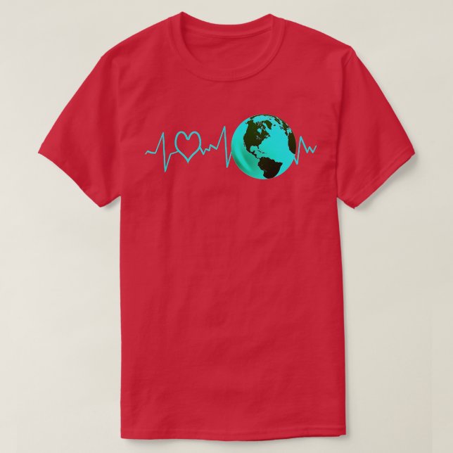 Earth Day Heartbeat Recycling Climate Change Activ T-Shirt (Design Front)