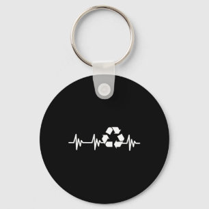 Earth Day Heartbeat Recycling Recycle For Men Wome Key Ring