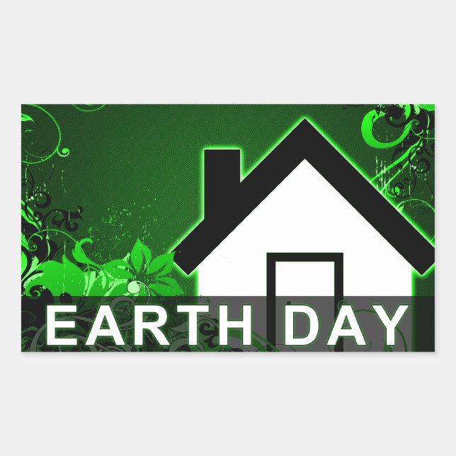 earth day : hi-fi home rectangular sticker (Front)