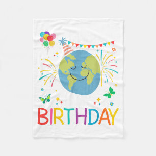 Earth Day is Birthday Born On Earth Day Boys Girls Fleece Blanket