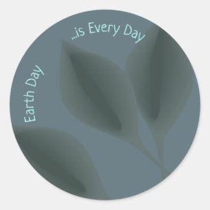 Earth Day is Every Day Floating Leaves Eco Green Classic Round Sticker