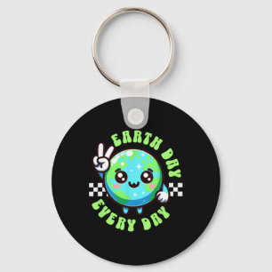 Earth Day Kawaii Every Day Kids Planet Peace Hand Key Ring