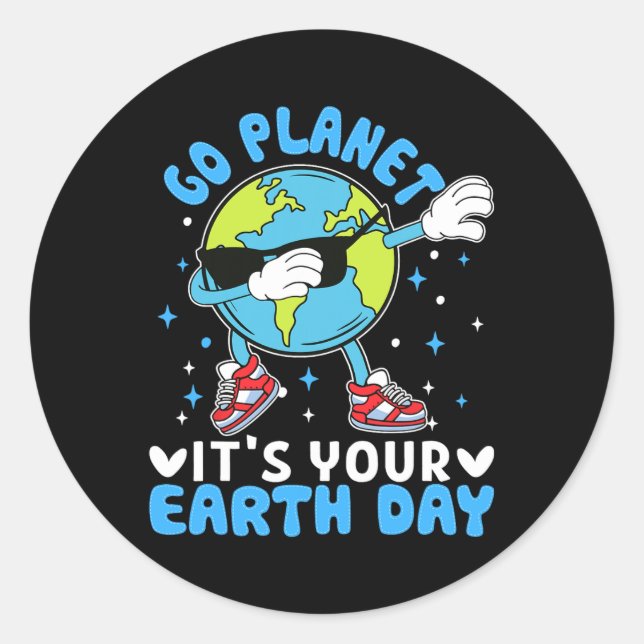 Earth Day Kids Toddler Boys Cute Planet Funny Nove Classic Round Sticker (Front)