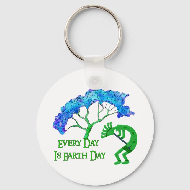 Earth Day Kokopelli Key Ring (Front)