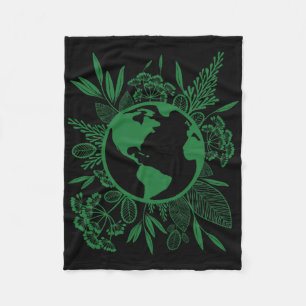 Earth Day Live Green Peace  Fleece Blanket