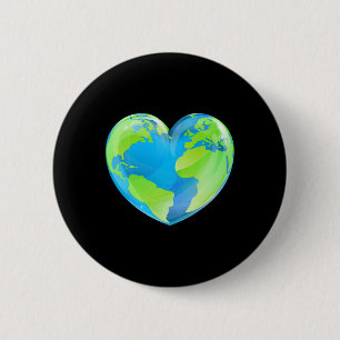 Earth Day Love Heart World Globe 6 Cm Round Badge