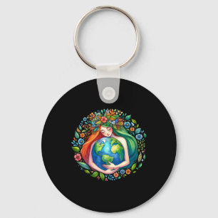 Earth Day Love Mother Earth Planet Hug Nature Envi Key Ring