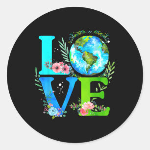 Earth Day Love World Anniversary Eco Awareness Des Classic Round Sticker