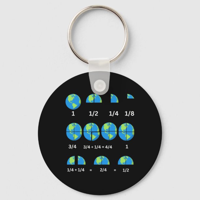 Earth Day Math Teacher Fractions Teaching Fraction Key Ring (Front)