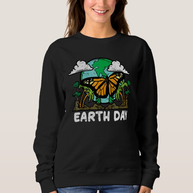Earth Day Monarch Butterfly Cute Environment Men Sweatshirt (Front)