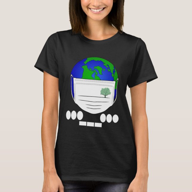Earth Day Morse S.O.S Code Planet Face Mask Plant  T-Shirt (Front)