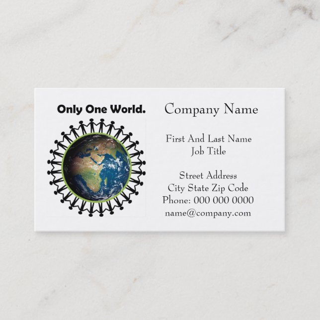 Earth Day Only One World Planet Earth Photo Business Card (Front)