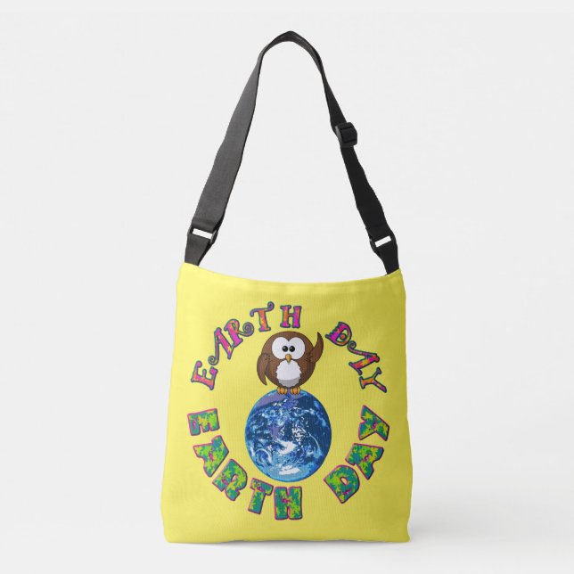 Earth Day Owl Crossbody Bag (Front)