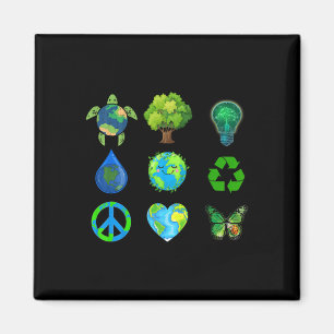 Earth Day Peace Go Plant Save Water Rescue Animals Magnet