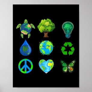Earth Day Peace Go Plant Save Water Rescue Animals Poster