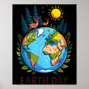 Earth day planet nature green planet save the eart poster