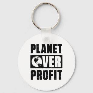 Earth Day Planet Over Profit Environmental Climate Key Ring
