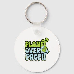 Earth Day Planet Over Profit Environmental Protect Key Ring