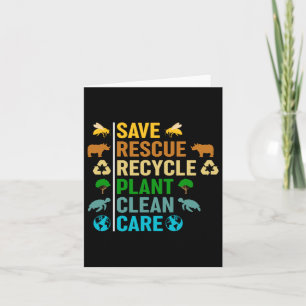 Earth Day Planet Save Bees Rescue Animals Recycled Card