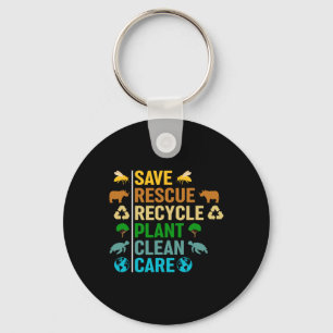 Earth Day Planet Save Bees Rescue Animals Recycled Key Ring