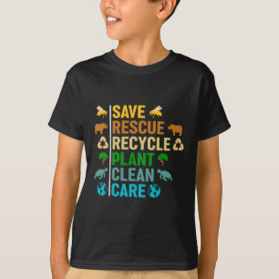 Earth Day Planet Save Bees Rescue Animals Recycled T-Shirt