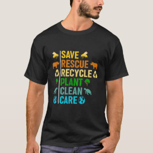 Earth Day Planet Save Bees Rescue Animals Recycled T-Shirt