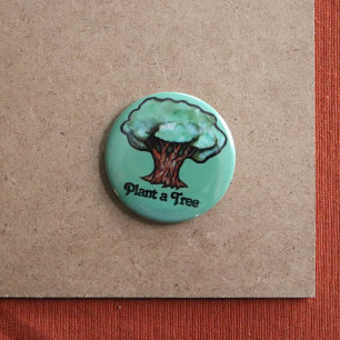 Earth Day Plant a Tree Nurture Nature              6 Cm Round Badge