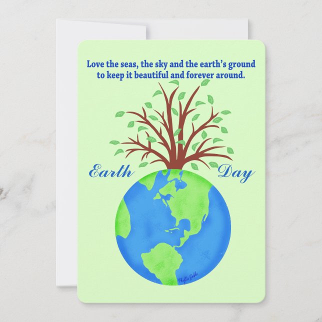 Earth Day Promote Save Love Globe Planet Tree Invitation (Front)