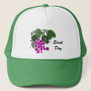 Earth Day. purple grapes and green leaves Trucker Hat