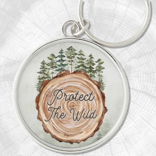 Earth Day Quote Wood Disc Pine Trees Environment Key Ring