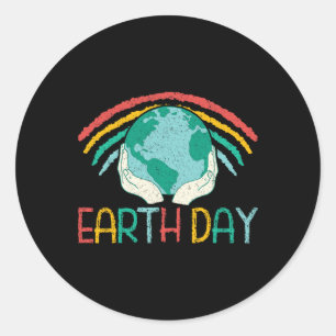 Earth Day Rainbow Globe  Classic Round Sticker