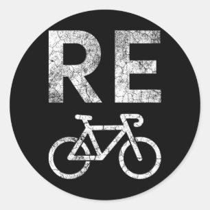 Earth Day Recycle Bicycle Pun Classic Round Sticker