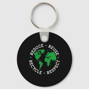 Earth Day Recycle Reduce Reuse Respect World Envir Key Ring