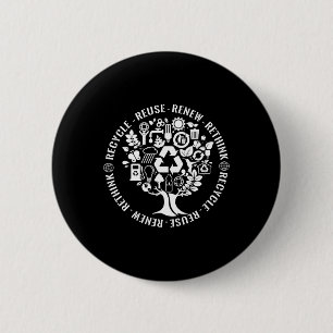 Earth Day Recycle Reuse Renew Rethink Conservation 6 Cm Round Badge