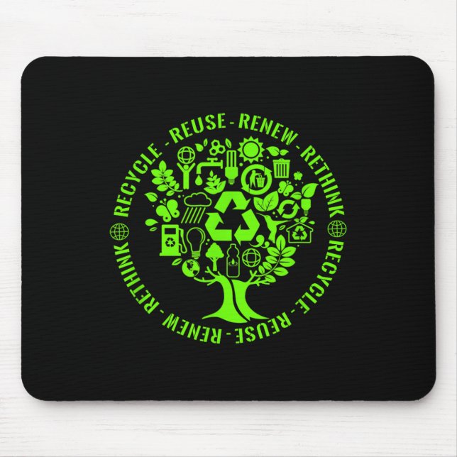 Earth Day Recycle Tree Environmental Activism  Mouse Mat (Front)