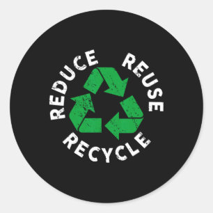 Earth Day Reduce Reuse Recycle Awesome Recycling Classic Round Sticker