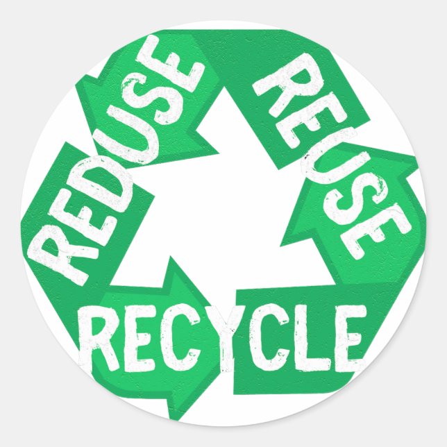Earth Day Reduce Reuse Recycle Mobius Loop Classic Round Sticker (Front)