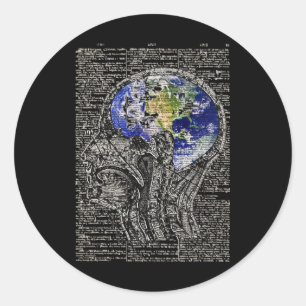 Earth Day Restore Earth Brain Art Save The Planet Classic Round Sticker