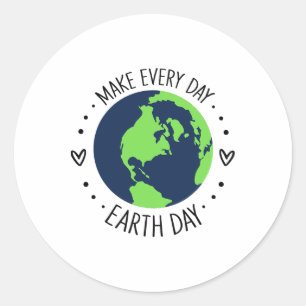 Earth Day Restore Earth Flower Art Save The Planet Classic Round Sticker