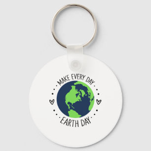 Earth Day Restore Earth Flower Art Save The Planet Key Ring