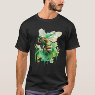 Earth Day Restore Earth Honey Bee Watercolor Green T-Shirt