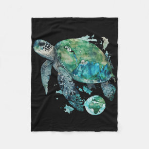 Earth Day Restore Earth Sea Turtle Art Fleece Blanket