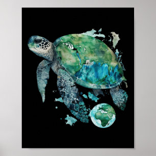 Earth Day Restore Earth Sea Turtle Art  Poster