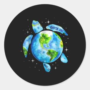 Earth Day Restore Earth Sea Turtle Art Save The Pl Classic Round Sticker