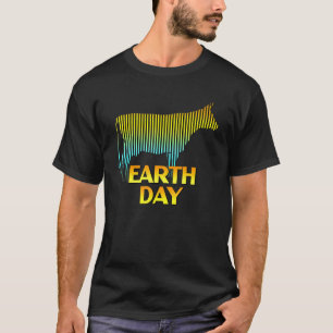 Earth Day Retro 70s Dairy Cow Rainbow Silhouette 1 T-Shirt