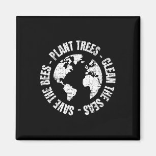 Earth Day Save Bees Plant Trees Clean Seas Environ Magnet