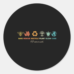 Earth Day Save Bees Rescue Animals Recycle Plastic Classic Round Sticker
