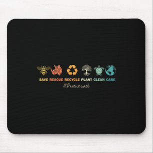 Earth Day Save Bees Rescue Animals Recycle Plastic Mouse Mat