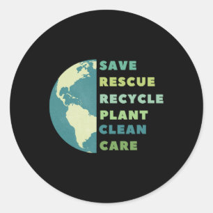 Earth Day Save  Classic Round Sticker
